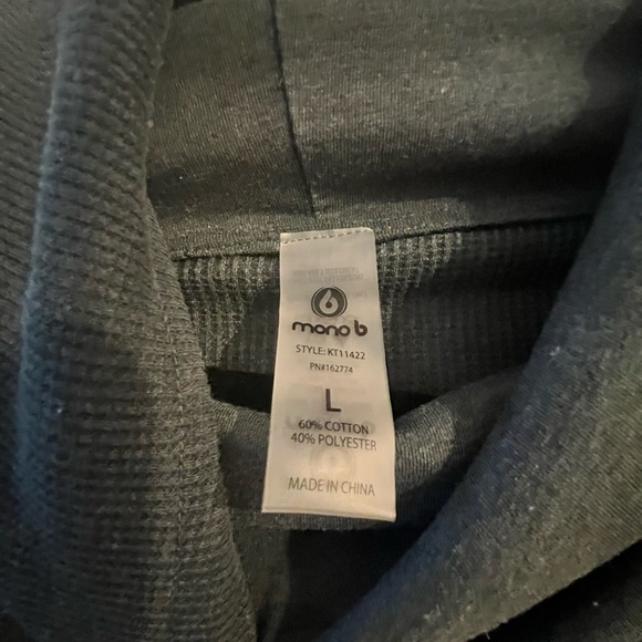 Mono B Gray Boxy Crop Cowl Neck Waffle Knit Pullover - Picture 5 of 8